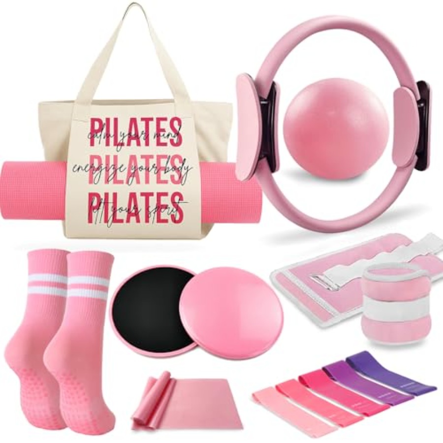 Pilates Yoga Mat Workout - Pilates Essentials Kit for Women with