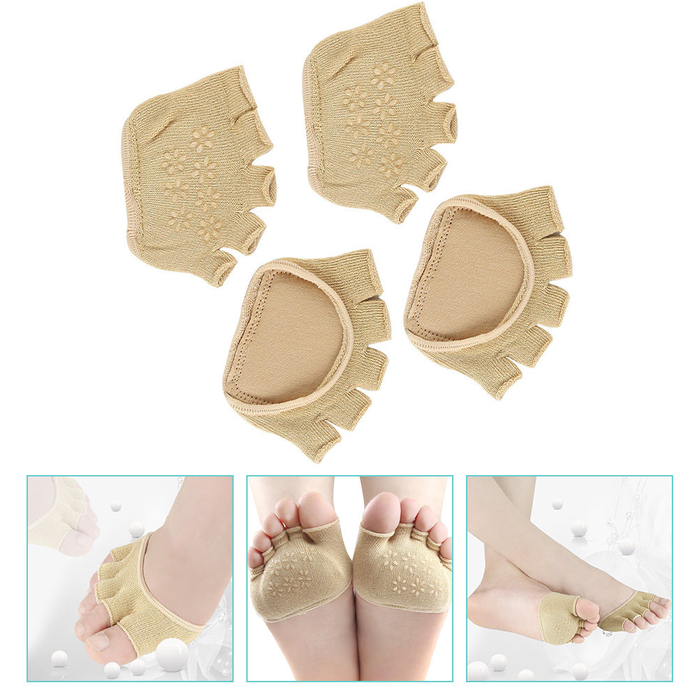 Pilates Yoga Grip Socks - 2Pairs Cotton Toeless Yoga Socks Non-Slip