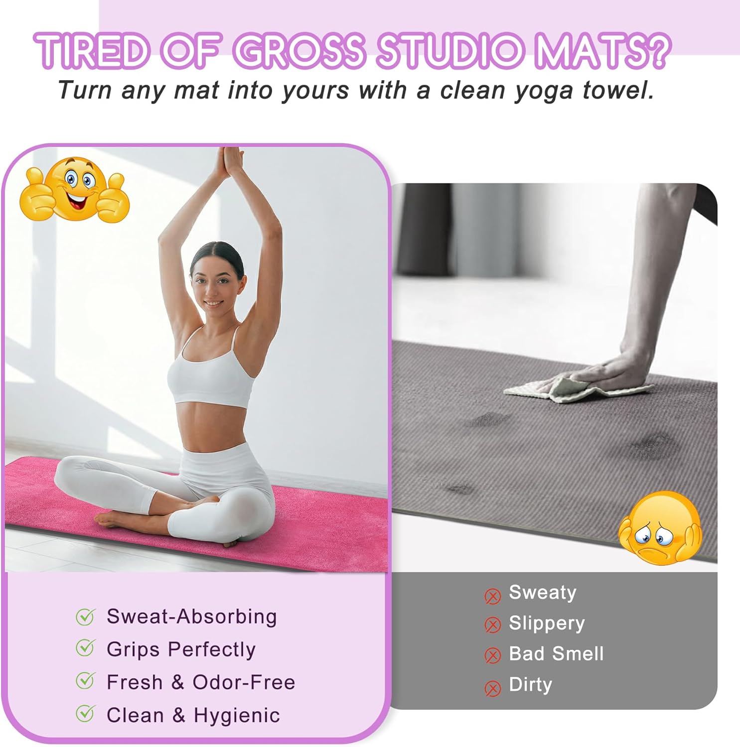 Yoga Mat Towel, Extra Thick 60 - Fitness Yoga Pilates 리뷰 및 가격