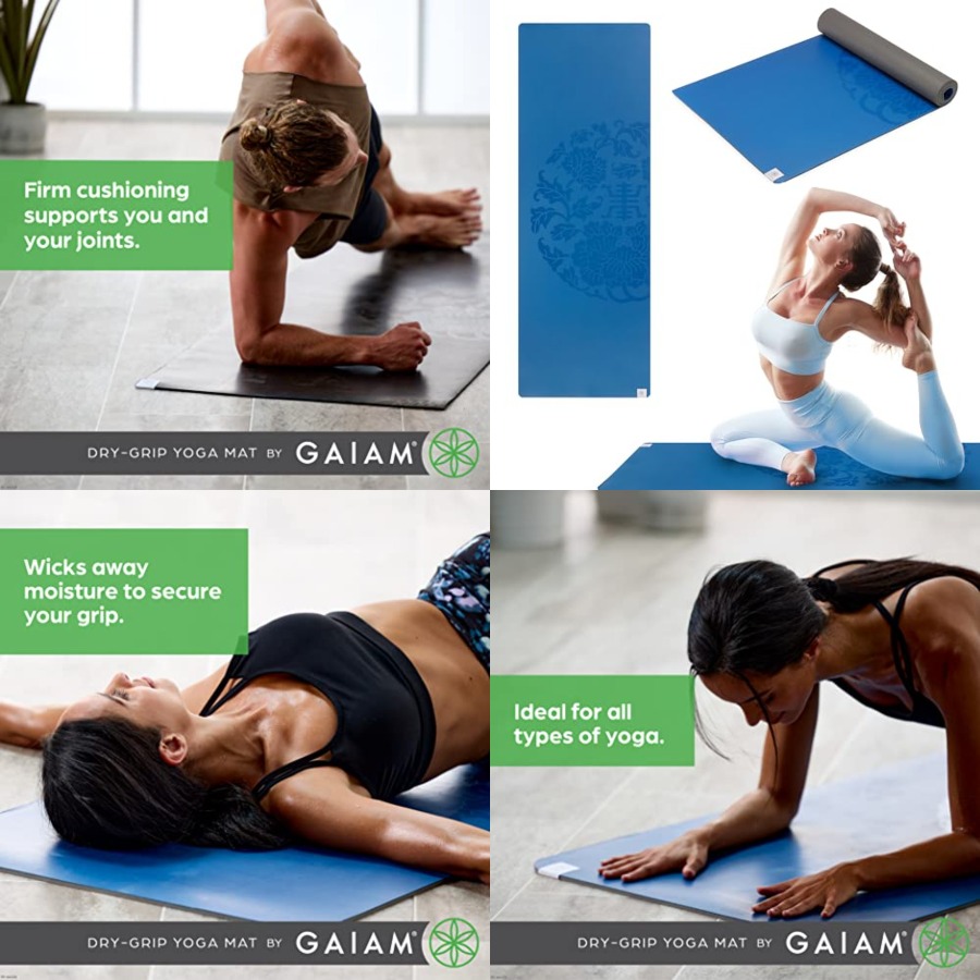 Dry-Grip Yoga Mat - 5mm Thick  - Pilates Yoga Or 리뷰 및 가격