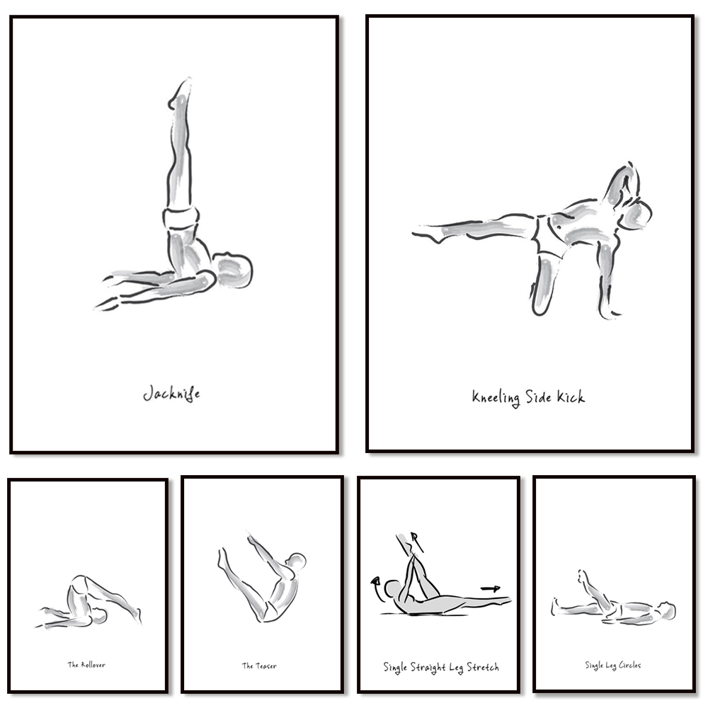 Pilates exercise black and whi - Pilates Yoga Combined 리뷰 및 가격