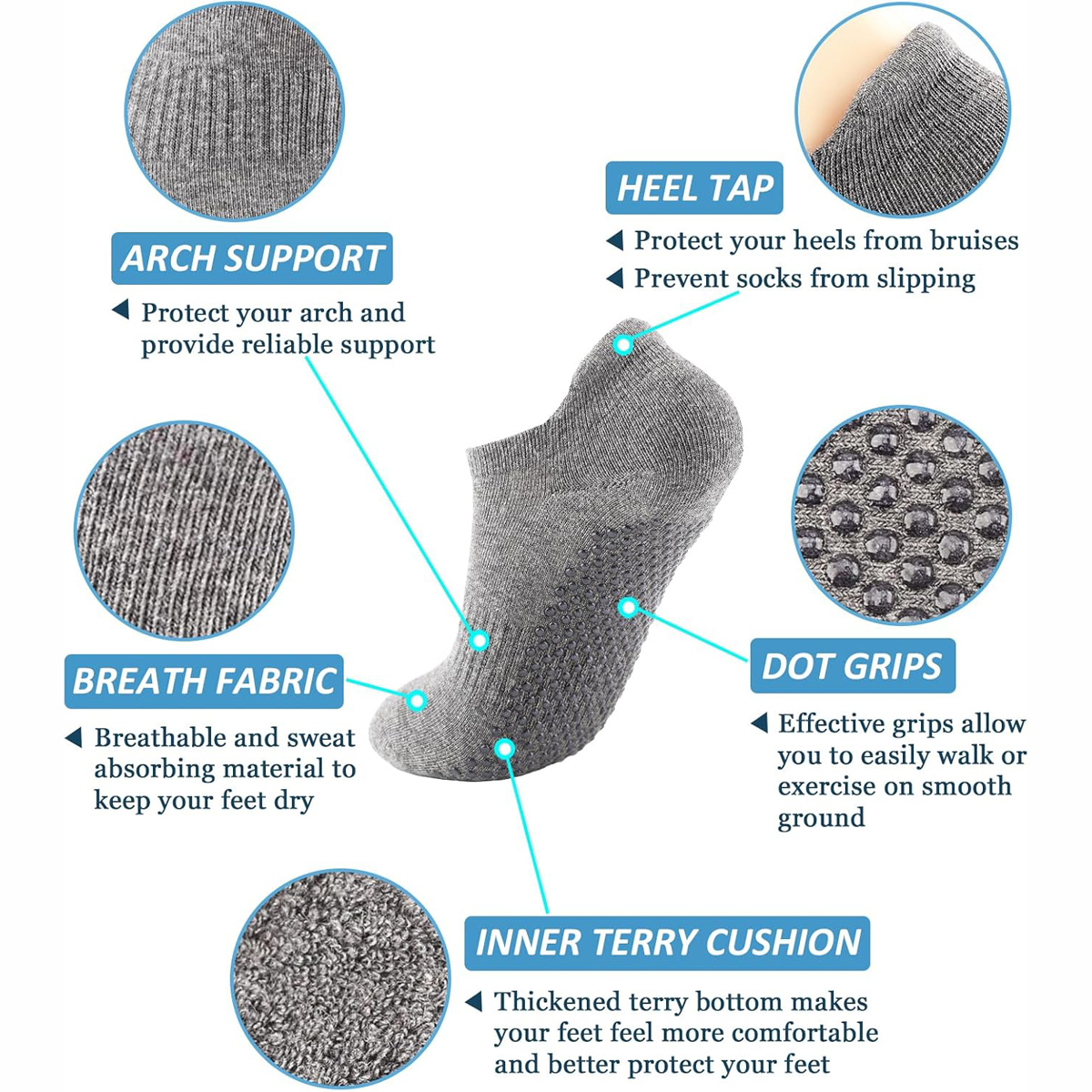 6 Pairs Yoga Socks for Women P - Pilates Yoga Grip Socks 리뷰 및 가격