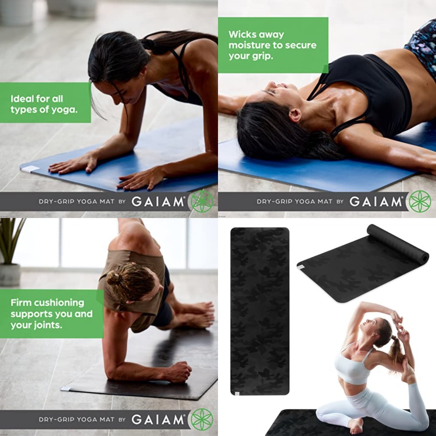Dry-Grip Yoga Mat - 5mm Thick  - Pilates Yoga Or 리뷰 및 가격