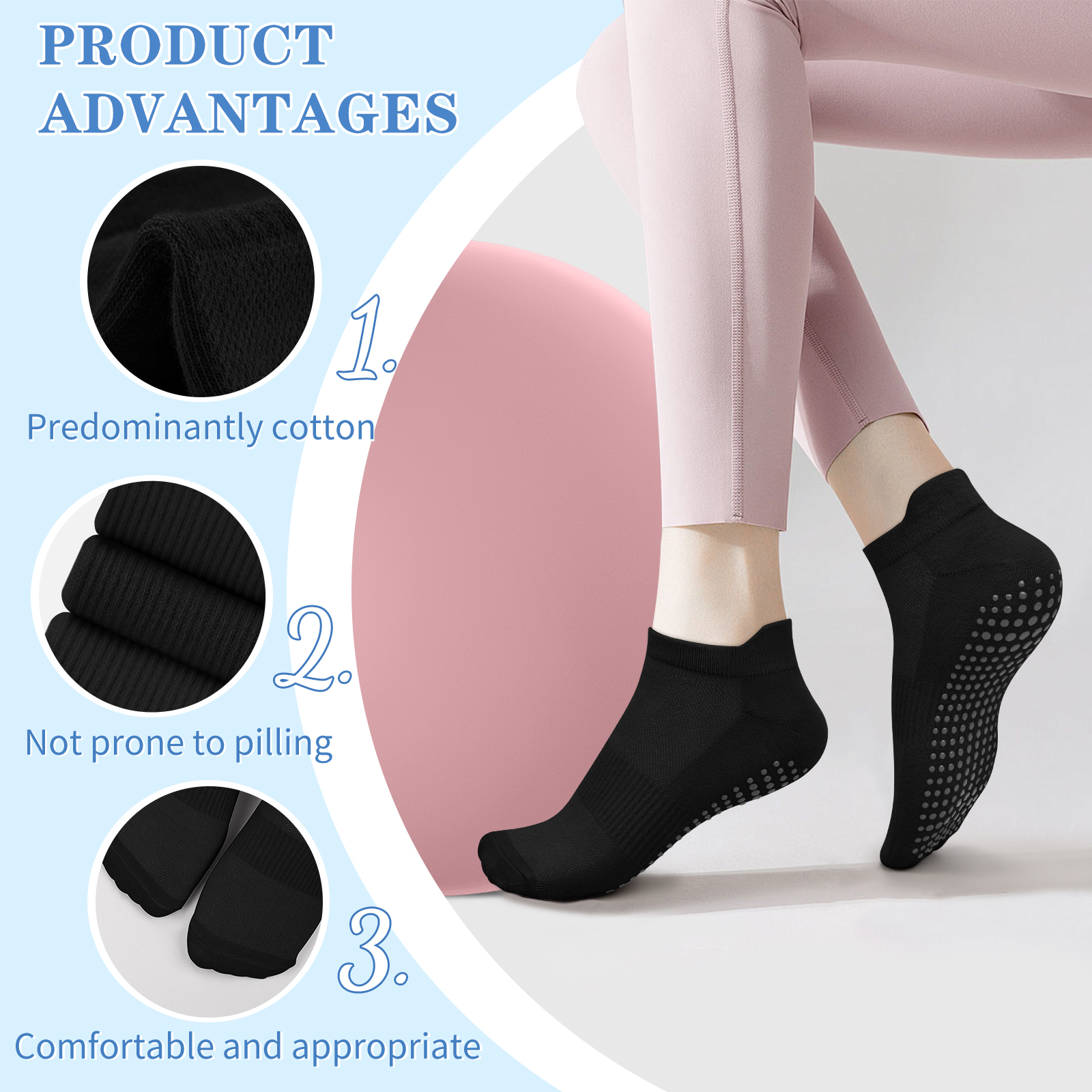 3 Pairs Yoga Socks Women Cotto - Pilates Yoga Grip Socks 리뷰 및 가격